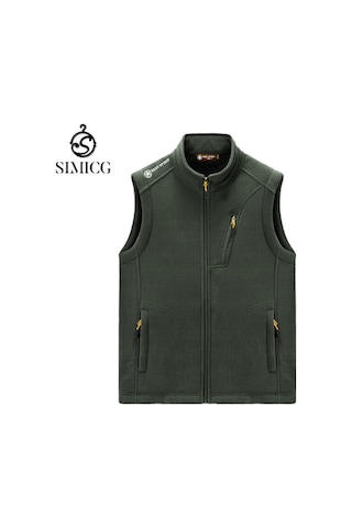 Erkek Kalınlaştırılmış Polar Kolsuz Yelek Yeşil