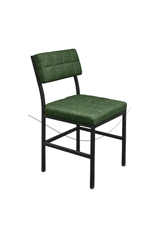 Nemeron İkon Mutfak Sandalyesi Keten Kumaş Metal Sandalye Silinebilir Kafe Salon Sandalyesi - Yeşil Yeşil