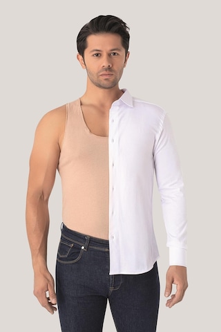 Erkek Ten Rengi Görünmez Atlet 2'li Dikişsiz %100 Pamuklu Hayalet Atlet Ten