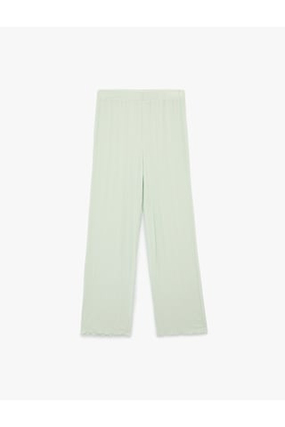 Koton Kaşkorse Modal Kumaş Normal Bel Düz Bol Paça Pijama Altı Yeşil 6slk40031mk