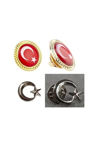 Hayalsepeti Türk Bayrağı Ve Ayyıldız Yaka Rozeti 2'li Set
