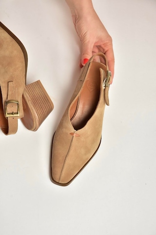 Fox Shoes Y654307302 Vizon Hakiki Deri Süet Kalın Topuklu Western Ayakkabı vizon