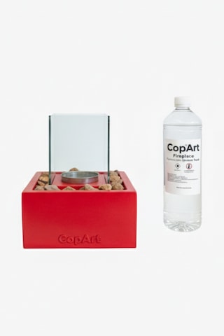 Quadrata Kırmızı Biyoetanol Masaüstü Şömine - 1 Lt Yakıt Ve Dekoratif Taş Hediye