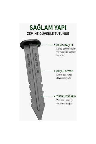 Çim Ayırıcı Ve Jüt Bezi Kazığı 50 Adet Çim Sınırlayıcı Zemin Sabitleme Çivisi Siyah