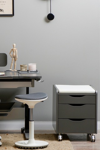 Creo Mobili Çekmeceli Tekerlekli Sirius Keson Oturulabilir Ofis, Ev Komodini Antrasit/beyaz