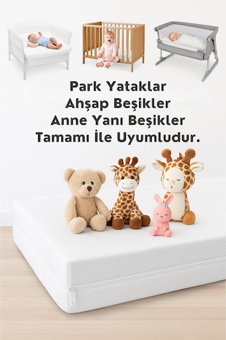 Yatella %100 Organic Cotton Full Ortopedik 5 Cm Kalınlık Bebek Oyun Parkı,park Yatak Ve Beşik Yatağı 50 x 70 CM