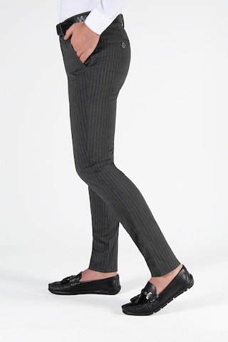Terapi Men Füme Çizgili Slim Fit Pamuklu İtalyan Kesim Pantolon Koyu Gri
