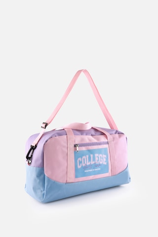 İcone Bag Baskılı Spor Çanta, Cepli Spor Çanta, Fermuarlı Detaylı Çocuk Spor Çanta, Mor - Pembe