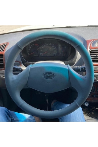 Hyundai Accent Milenyum Kasa Birebir Renk Araca Özel  Kaplama Deri Direksiyon Kılıfı Siyah
