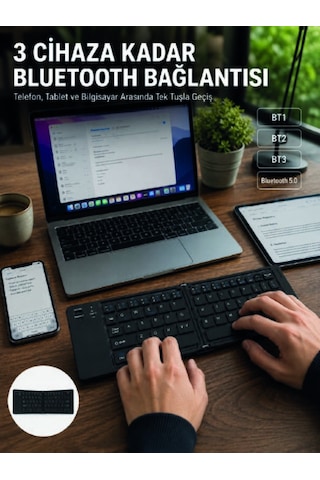 Katlanır Bluetooth Klavye Telefon Tablet Laptop Uyumlu Kablosuz K