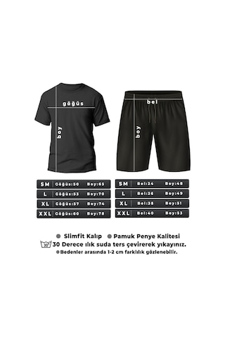 Uyguntarz Unisex Miami Baskılı Şort Takım Siyah
