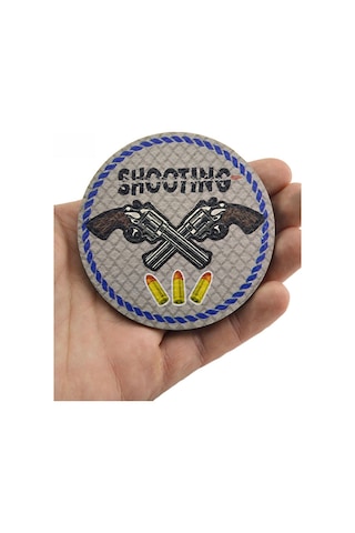 Rovelver Tabanca Shooting - Cırt - Patch - Peç - Arma - 8 Cm Açık Gri