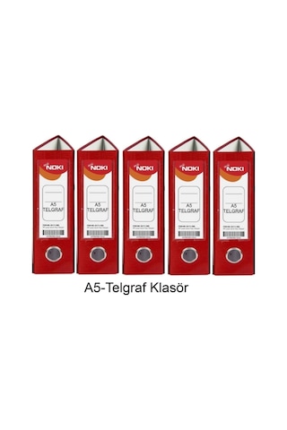 Telgraf Klasör Kırmızı Geniş A5 Plastik 5 Adet