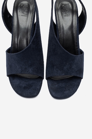 Luvi Shoes Zyra Lacivert Süet Kadın Dolgu Topuklu Ayakkabı