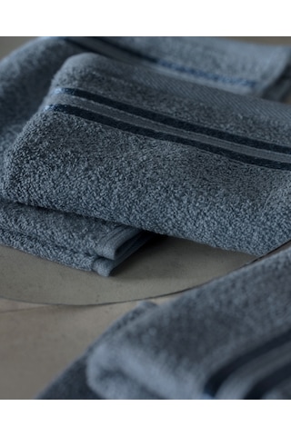 Maynor Bordürü Floşlu 2'li %100 Pamuk El Havlusu - Mavi 8684427114414 Mavi