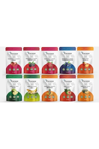 Formda Kalma & Diyet Paketi 10'lu - Dondurularak Kurutulmuş Meyve Freeze Dried 10'lu Mega Set 200 G