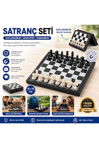 Mini Katlanabilir Manyetik Satranç Takımı 18 Cm Taşınabilir Seyahat& Okul Satranç Seti Cep Çanta Boy