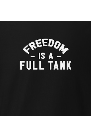 Wildstyle Freedom Is A Full Tank Motosiklet Özgürlük Vintage Baskılı Unisex Bisiklet Yaka Pamuklu Tişört - Siy