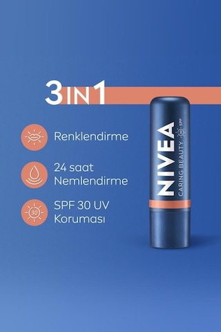 Nivea 3'ü 1 Arada Nemlendirici Dudak Bakım Kremi Nude 4.8 G