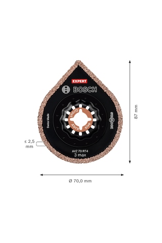 Bosch Professional 1x Expert 3 Max Avz 70 Rt4 Derzleme Tabanları Harç, Harç, Ø 70 Mm, Aksesuar Çok Fonksiyonlu Makine