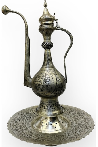 Büyük Boy Oyma İşlemeli Leğenli İbrik