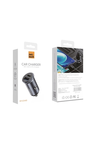 Nettech Nt-cch03 Usb + Type-c Pd 18w 2 Çıkışlı Araç Şarj Aleti
