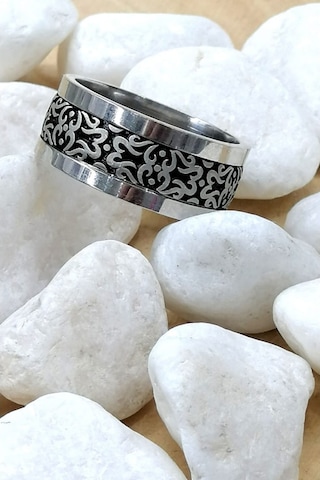 Omar Silver Yeni Tasarım Gümüş Parcalı Desenli Unisex 925 Ayar Gü