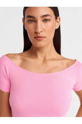 Dilvin 31922 Kısa Kollu T-shirt-pembe Pembe
