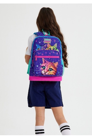 Coral High Mor Kedi Okul Sırt Ve Beslenme Çantası Seti - Kız Çocuk - Dört Bölmeli