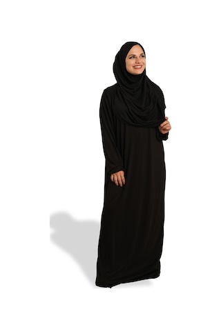 2 Parça Namaz Elbisesi Viskon Düz 2504 01 Siyah