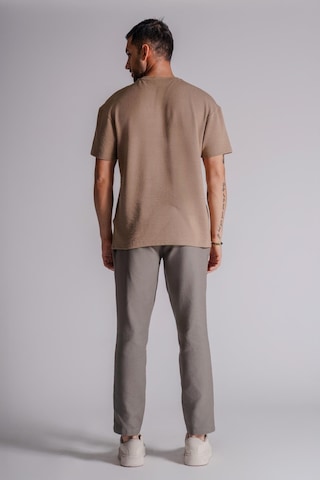 Erkek Yandan Cepli Beli Lastikli Keten Dokulu Relaxed Fit Jogger Pantolon Haki Haki