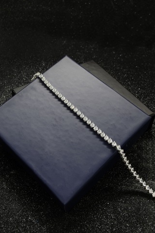 Parmas Design Su Yolu Kalp Taşlı 925 Ayar Kadın Bileklik