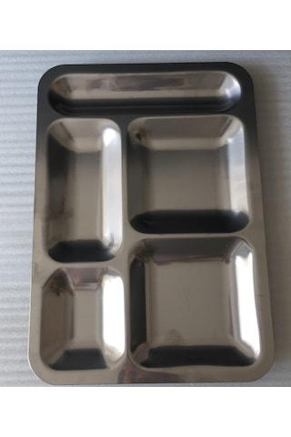 Metal Tabldot - 5 Adet - Paslanmaz Krom 430 Malzeme - 5 Bölmeli