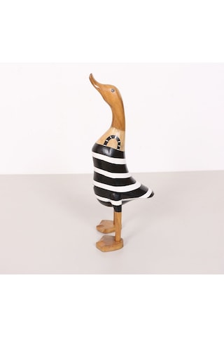 Çizgili Ördek El Oyması Teak Gövde 34x14x13 Cm