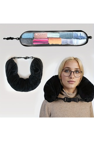 Kangvka Seyahat Boyun Yastığı Kumaş Saklama Bölmeli, Yumuşak, Taşınabilir, Sadece Örtü İnek Desenli