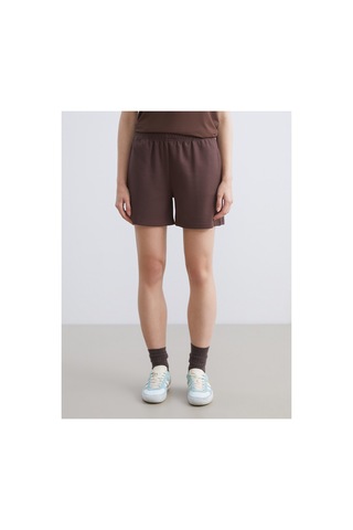 LC Waikiki Alıta Cıty Farkıyla Koor Sport Kahverengi İnterlok Düz Standart & Regular Kadın Spor Şort Kahverengi - 924126360 Kahverengi