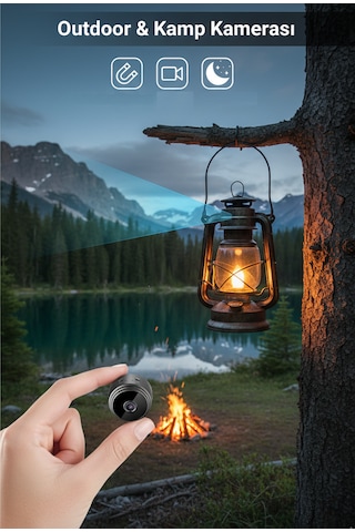 Kablosuz Mini Outdoor Kamera Hd 1080p Wi-fi Bağlantılı Kamp Ve Seyahat Kamerası Siyah