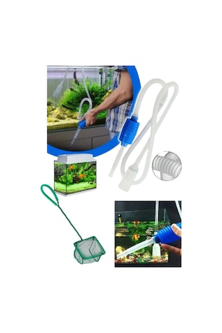 Mucit Home Akvaryum Temizleme Seti Su Tahliye Hortumu Ve Balık Yakalama Kepçesi 2 Li Set