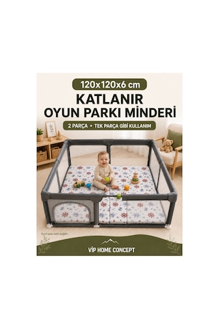 Oyun Alanına Uygun Katlanabilir Sünger Oyun Parkı Minderi Bebek Yatağı - Marin 120x120x6 CM