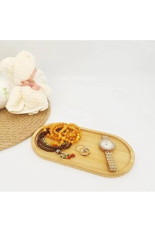 Smartizi Oval Doğal Bambu Sunum Tabağı - 23x12 Cm Yuvarlak Hatlı Düz Servis Tepsisi - Sushi, Tatlı Ve Kahve Sunuml
