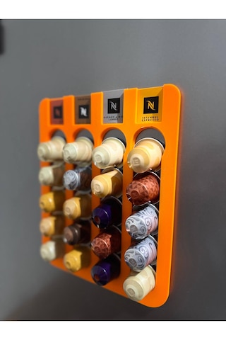 Kapsül Kahve Standı Buzdolabı Için Mıknatıslı 20 Kapsül Kapsül Tutucu Turuncu