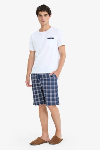 Defacto Regular Fit Pijama Takımı Kısa Kollu Üst Kareli Şort E7158ax25hswt34 Beyaz