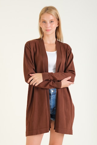 Giyim Dünyası Kadın Oversize Hırka Kahverengi 001