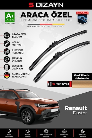 S-dizayn Renault Duster Ön Cam Silecek Seti 2024 Üzeri Premium Araca Özel 60-45 Cm A+ Kalite
