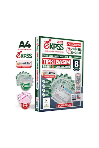 2028 EKPSS Ortaöğretim Zihinsel Engelli ÖSYM Çıkmış Soru Tıpkı Basım 8li Kitapçık TG Deneme Paketi