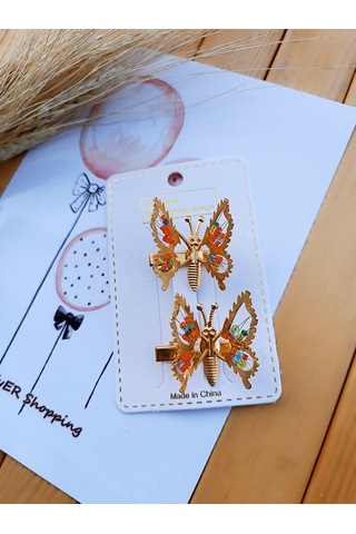 Kelebekli Klips Toka Çok Renkli