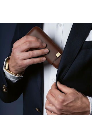Davidoff Iconic Seri Deri Puro Kılıfı Kahve Gold 3lüi 64 Ring