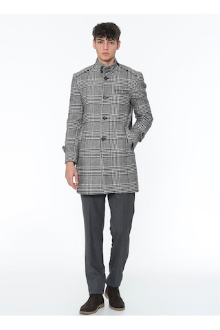 Plt9391 Dewberry Erkek Palto-desenli Siyah Desenli Siyah