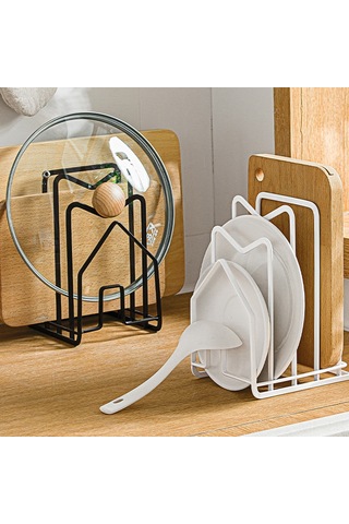 Mufunye Ev Mutfak Siyah Kapaklı Tahta Tutucu, Delmezsiz Konstrüksiyon, Dayanıklı Malzeme İle Evler İçin Kullanım Kolay Siyah