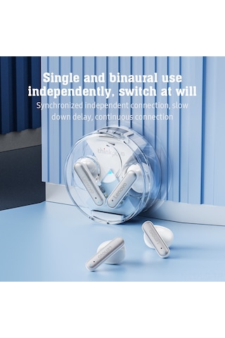 Leezsing Thinkplus Lp10 Bluetooth 5.2 Kulaklıklar - 13mm Hareketli Bobin, Transparan Şarj Kutusu, Uzun Pil Ömrü Ve Mikrofonlu Beyaz